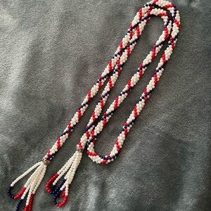 Vintage seed bead lariat is handmade